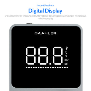 Digitaldisplay des Gaahleri TurboX Mini mit Druck- und Temperaturanzeigen