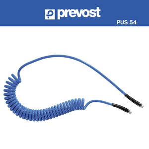 Prevost PUS 54 Polyurethan-Spiralschlauch, 4 m, mit blauer Prevost Kopfleiste