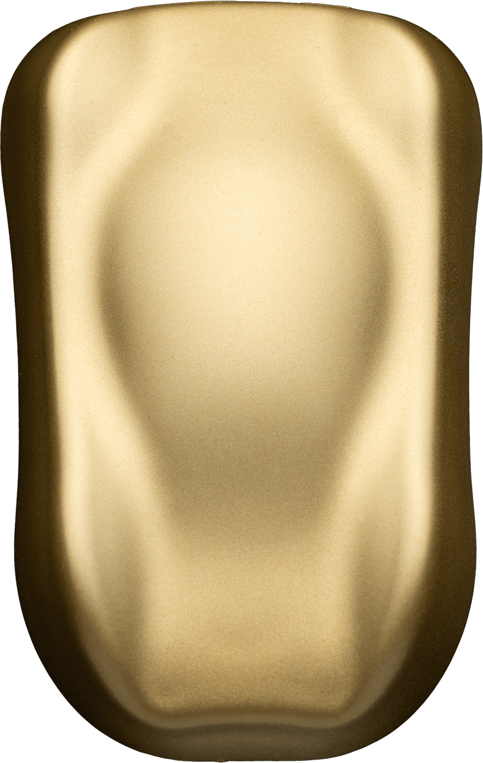 Kaleido KM009: goldenes Metallic-Farbmuster auf einer gewölbten Testfläche.