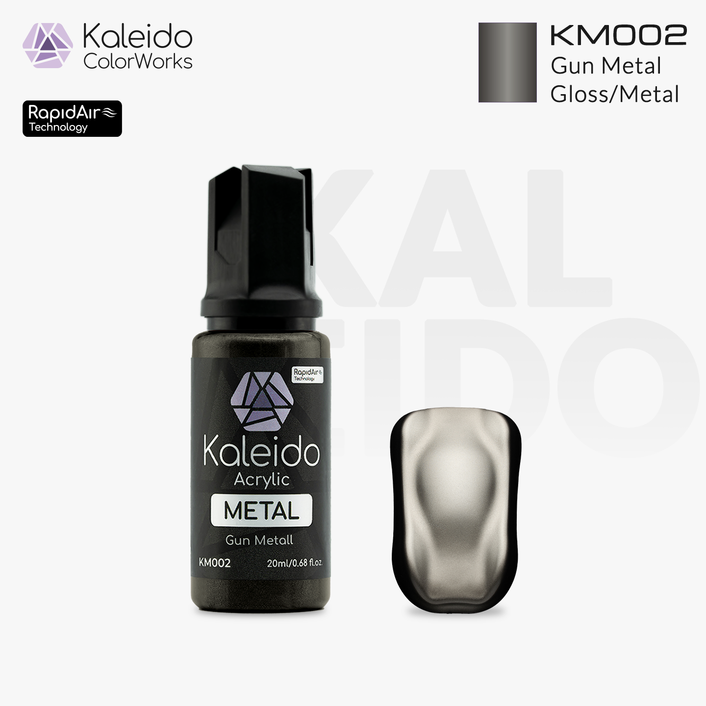 Kaleido Metal Color KM002 Gun Metal – Metallic Airbrush Farbe (20 ml)