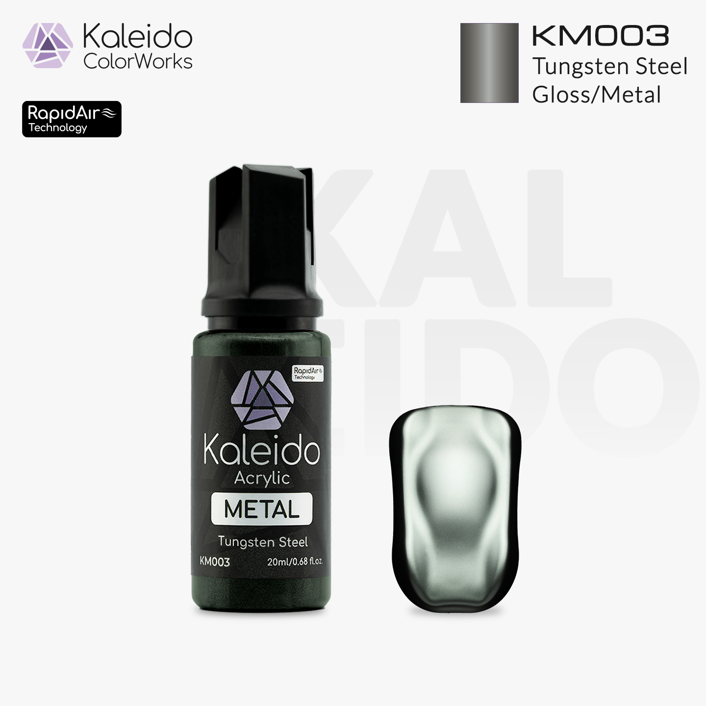 Kaleido Metal Color KM003 Tungsten Steel – Metallic Airbrush Farbe (20 ml)