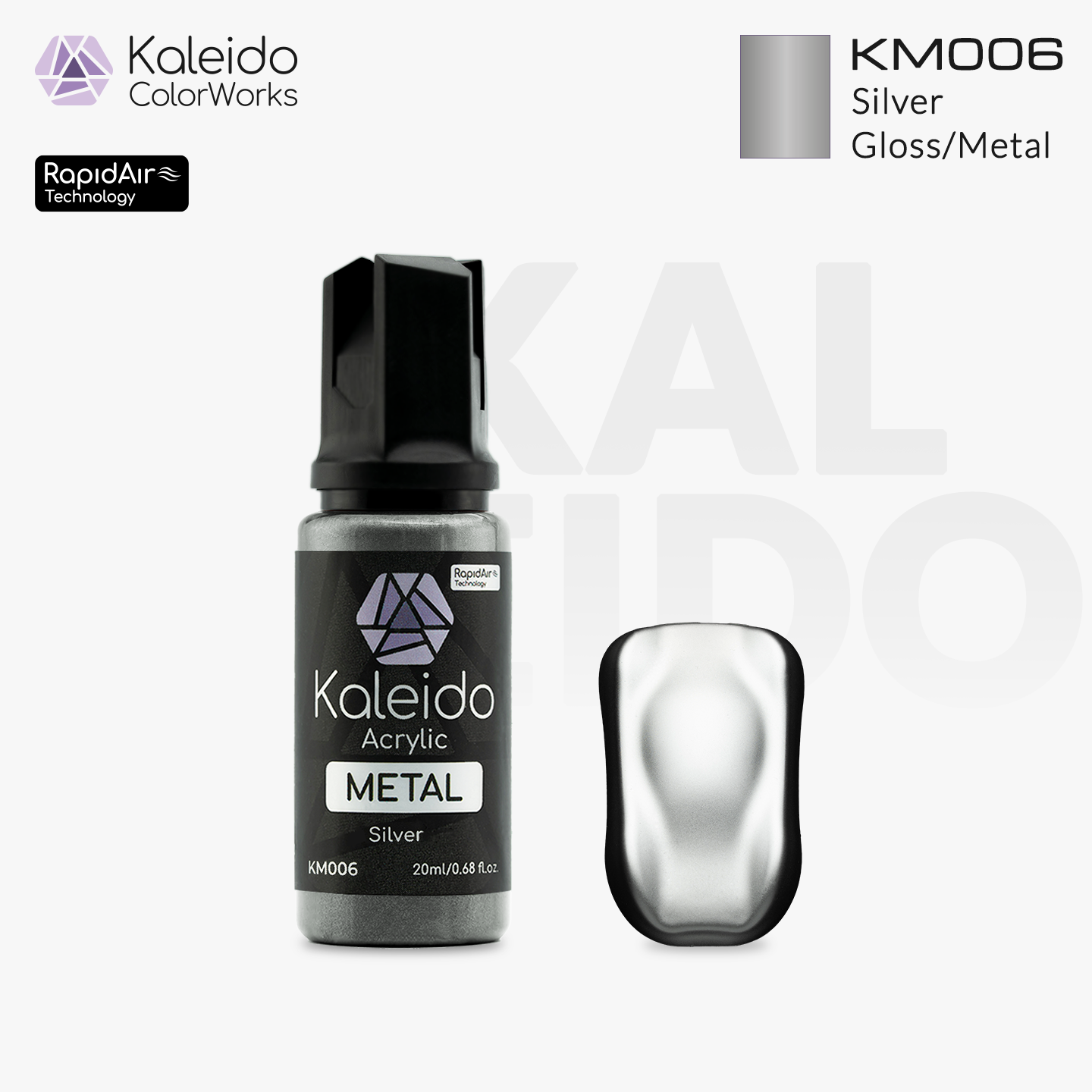 Kaleido Metal Color KM006 Silver – Metallic Airbrush Farbe (20 ml)