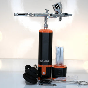 airbrush mit micro batterie compressor Luftschlauch, Ladekabel, ersatz akku und reinigungs set