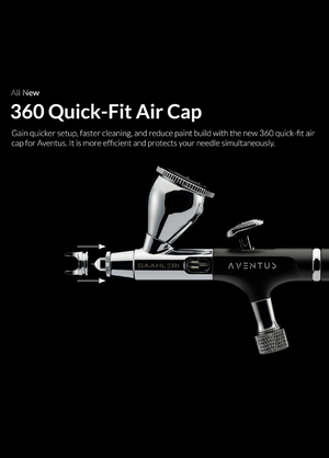 Gaahleri Aventus Black Aurora Airbrush mit 360° Quick-Fit Air Cap für schnellen Düsenwechsel