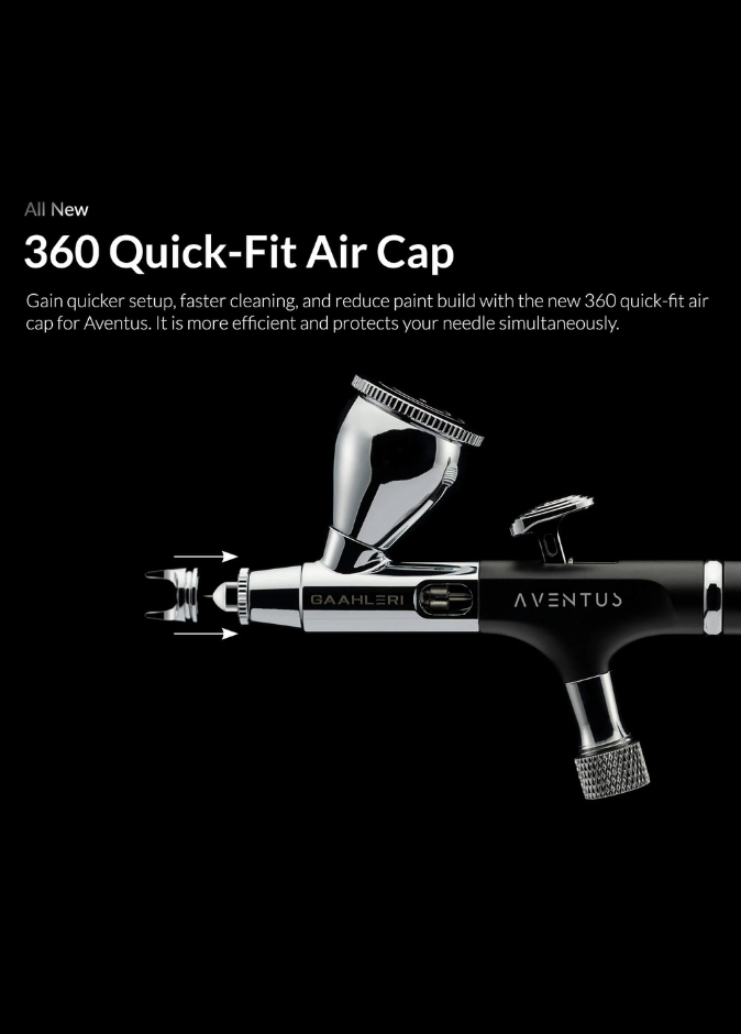 Gaahleri Aventus Black Aurora Airbrush mit 360° Quick-Fit Air Cap für schnellen Düsenwechsel