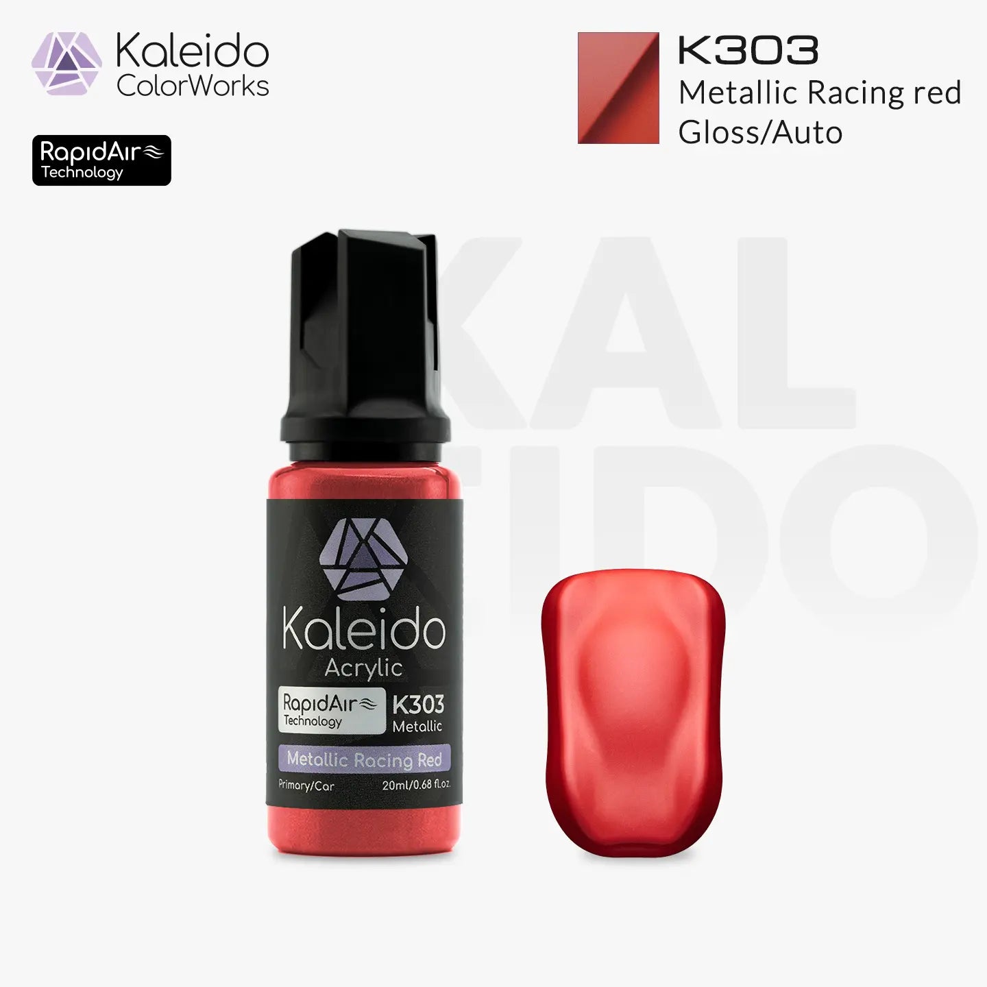 Kaleido ColorWorks K303 Metallic Racing Red Auto Colors 20ml brand layout image
