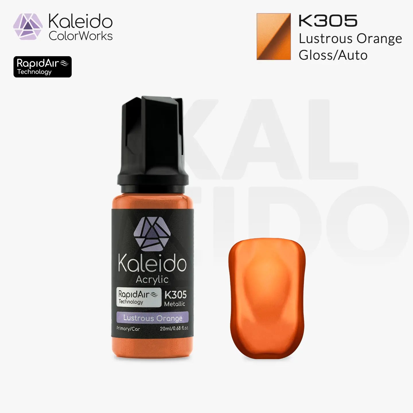 Kaleido ColorWorks K305 Lustrous Orange Metallic Auto Colors 20ml brand layout image