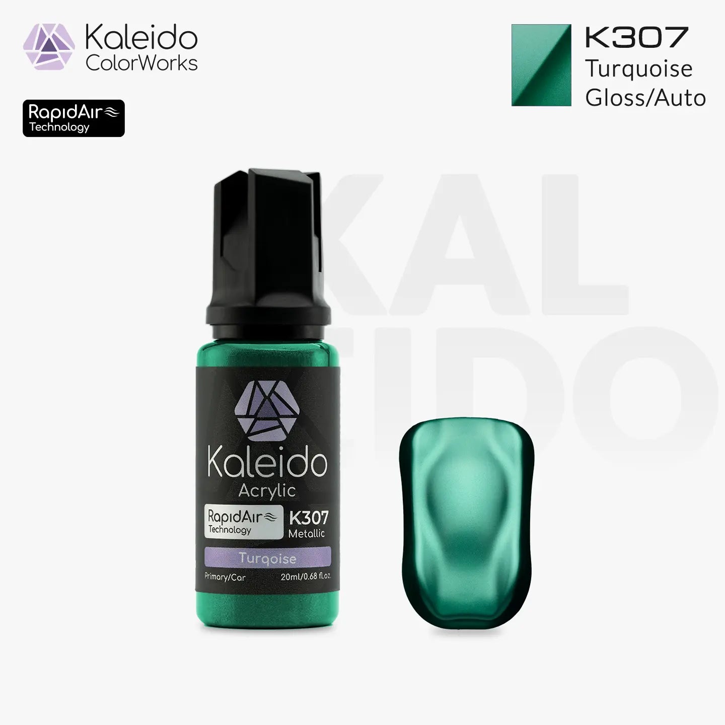 Kaleido ColorWorks K307 Turqoise Metallic Auto Colors 20ml brand layout image