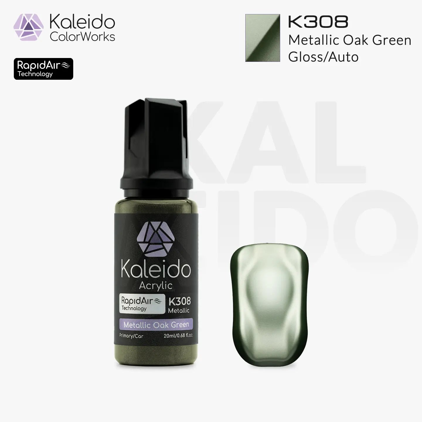 Kaleido ColorWorks K308 Metallic Oak Green Auto Colors 20ml brand layout image