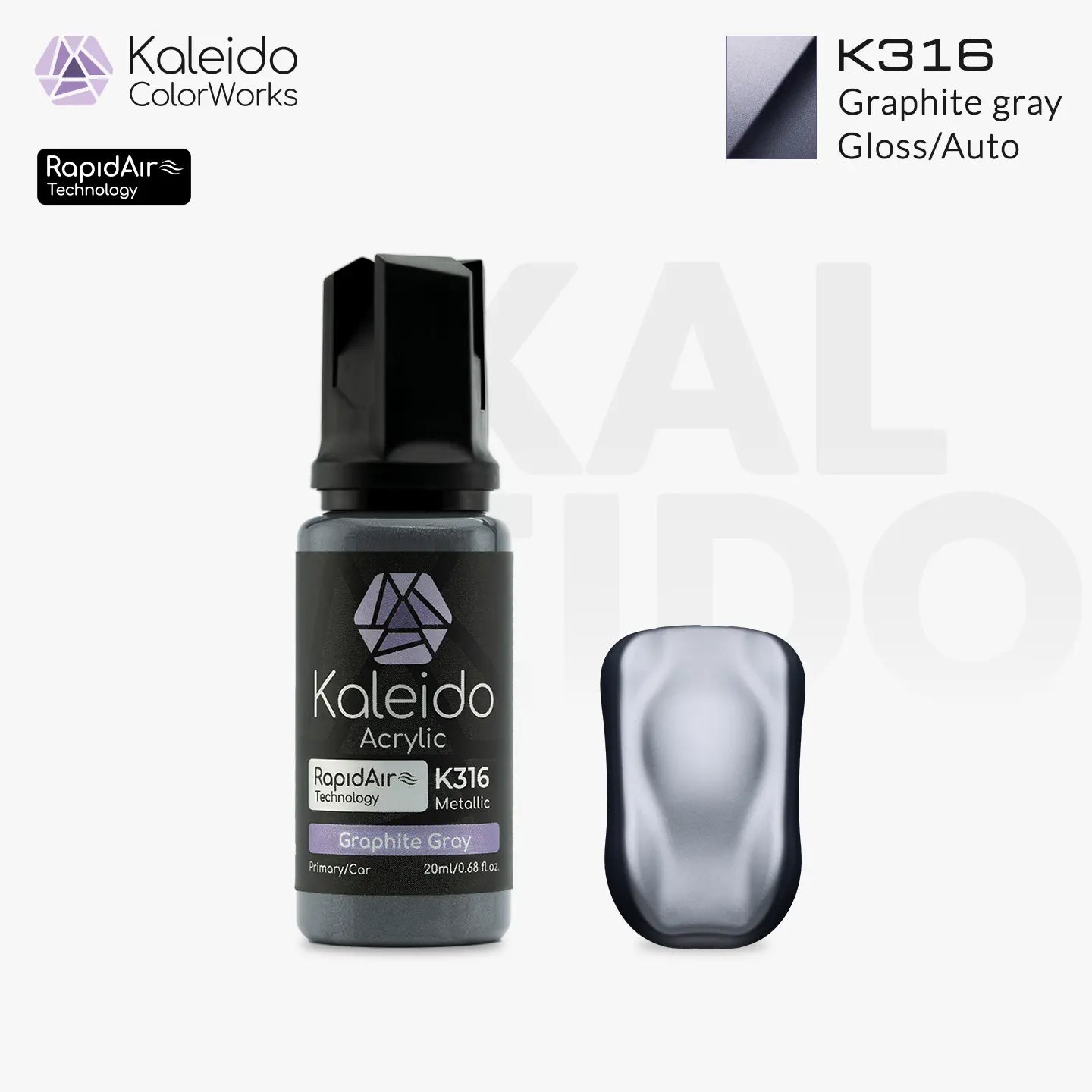 Kaleido ColorWorks K316 Graphite Gray Metallic Auto Colors 20ml brand layout image