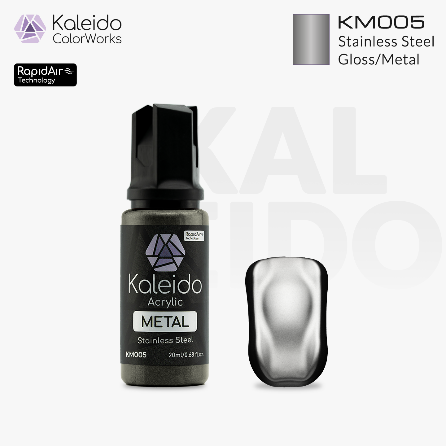 Kaleido ColorWorks KM005 Stainless Steel Gloss Metal Colors 20ml brand layout image