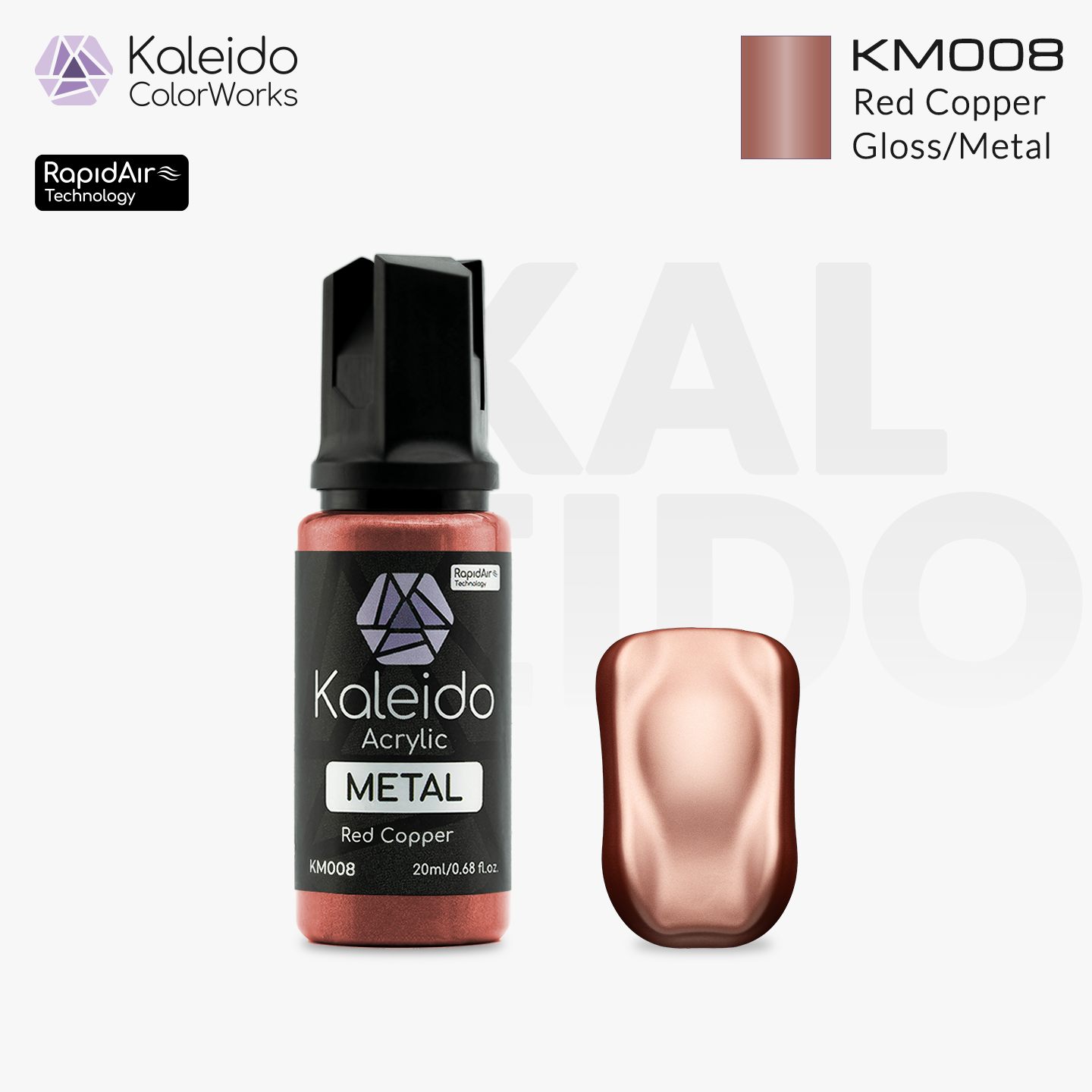 Kaleido ColorWorks KM008 Red Copper Metal Colors 20ml brand layout image
