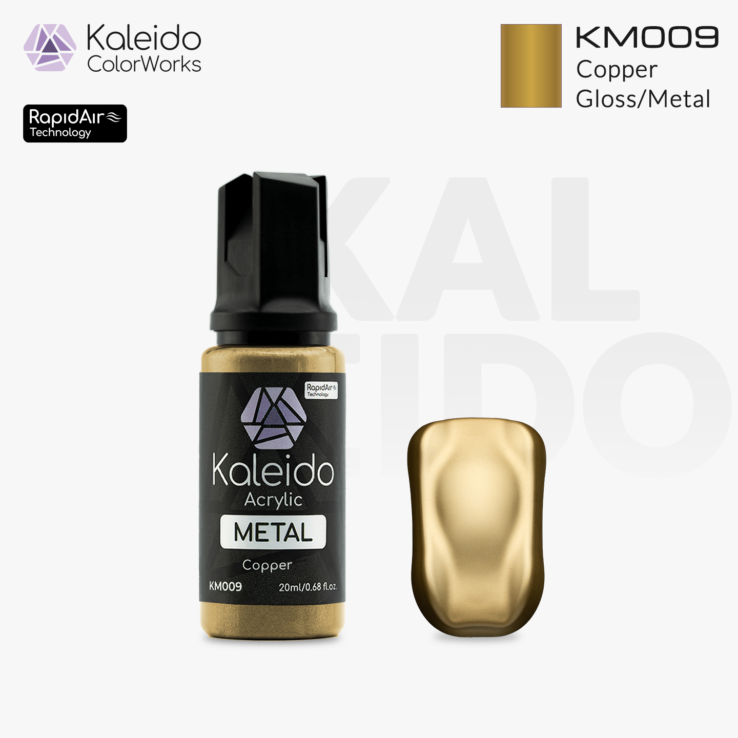 Kaleido ColorWorks KM009 Copper Gloss Metal Colors 20ml brand layout image