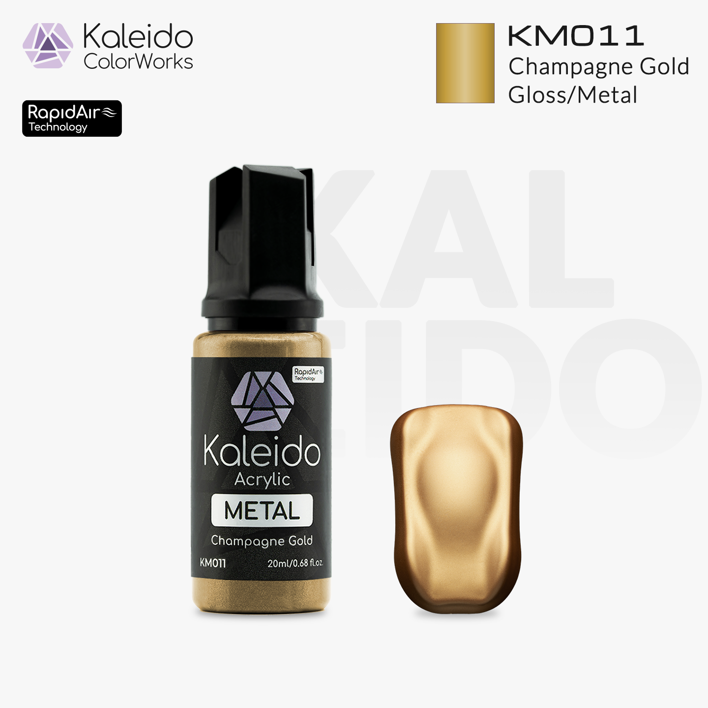 Kaleido ColorWorks KM011 Chapagne Gold Metal Colors 20ml brand layout image