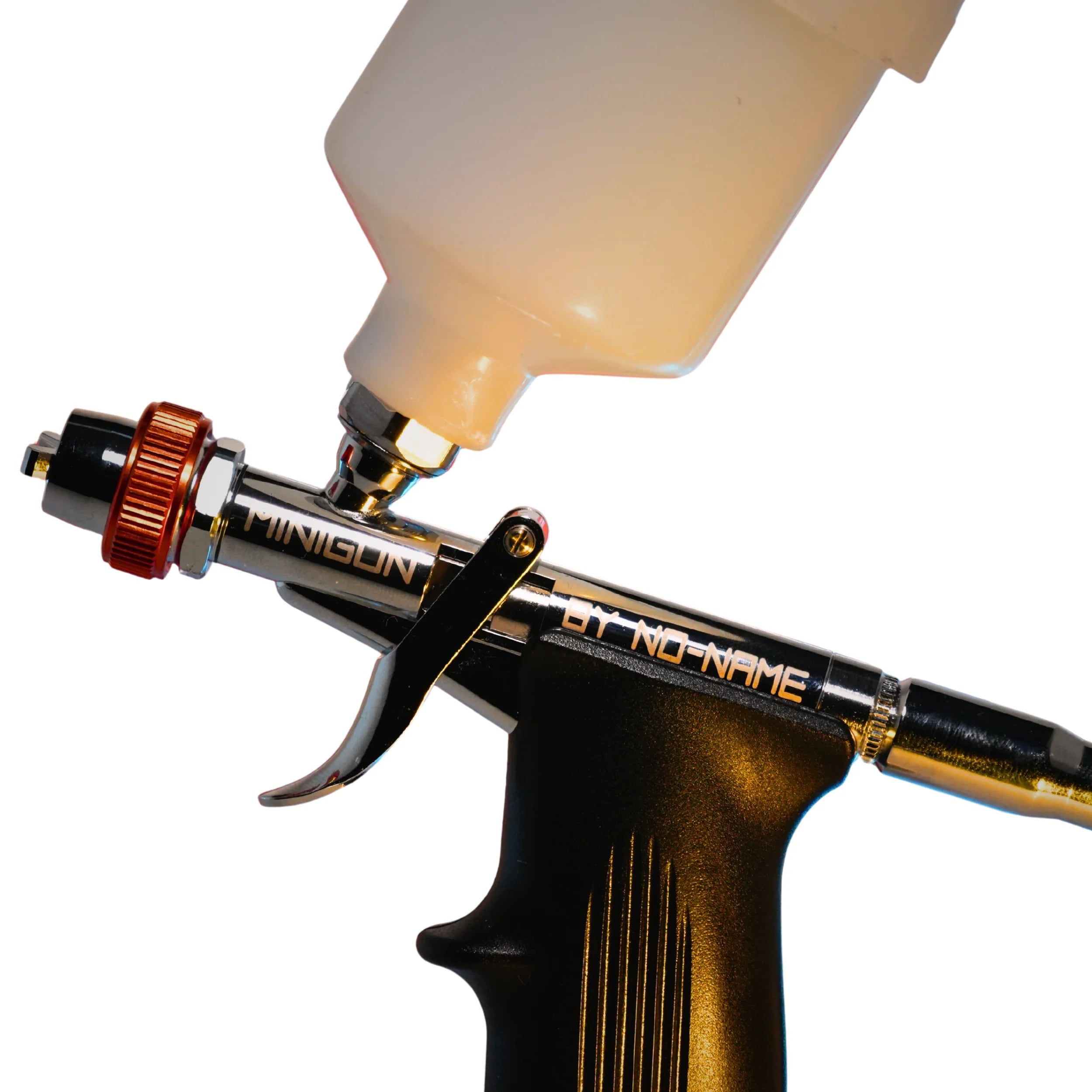 no-name SG-MG1 Minigun Airbrush-Lackierpistole – seitenansicht highlighted, hergestellt für SprayGunner.