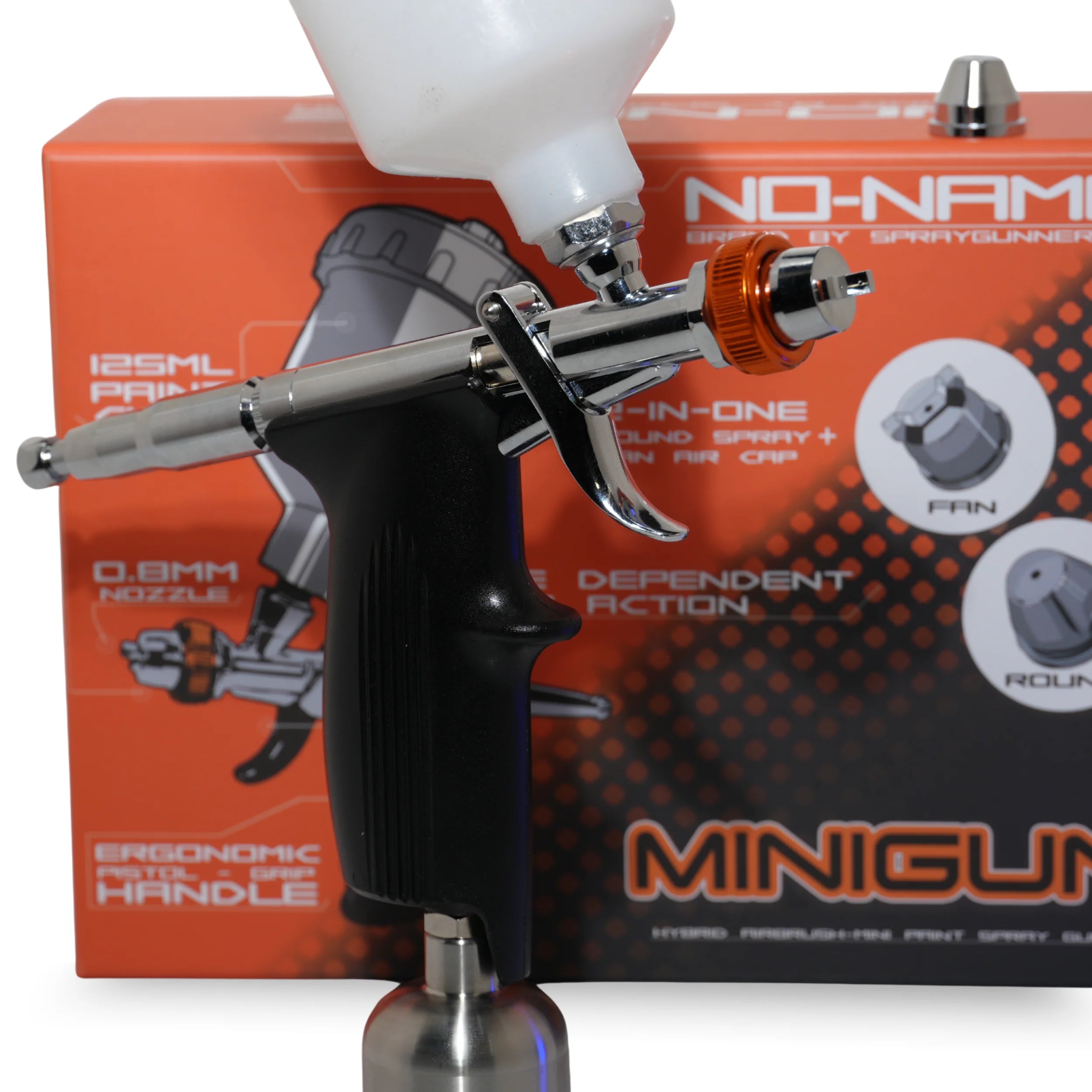 no-name SG-MG1 Minigun Airbrush-Lackierpistole – vor Produktverpackung, hergestellt für SprayGunner.