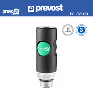 Prevost PREVO S1 ESI 071151 Sicherheitskupplung mit ISO-4414-Kennzeichnung und Hinweis auf drei Jahre Garantie